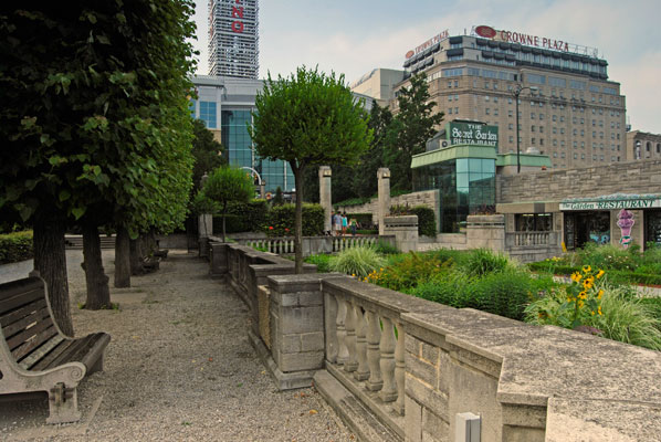 benches overlook the lower garden